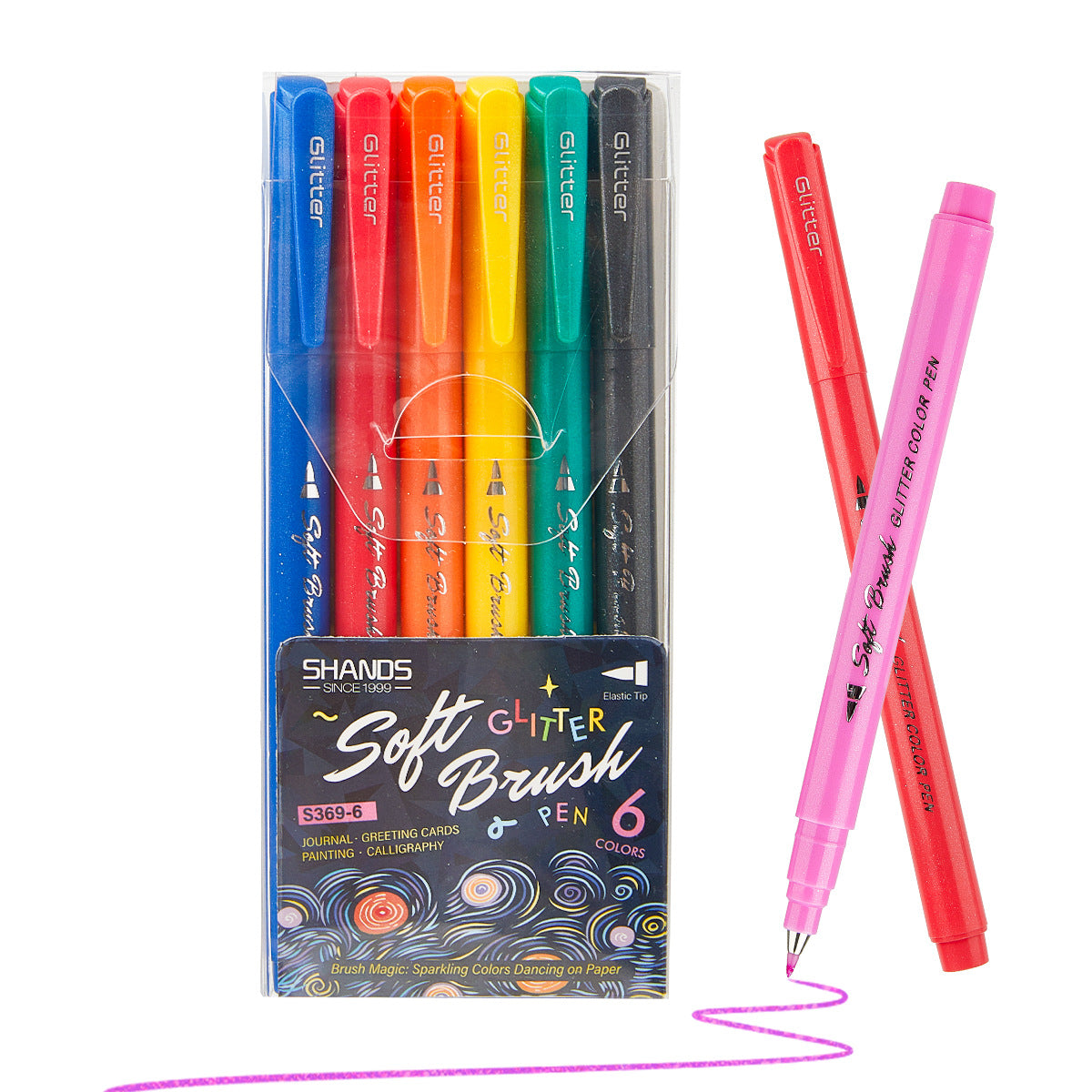 Glitter Soft Brush Pens Set