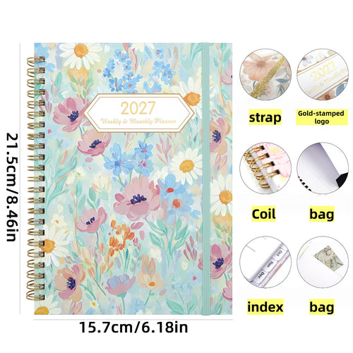 2027 A5 Spiral Weekly Planner — Butterflies & Blooms