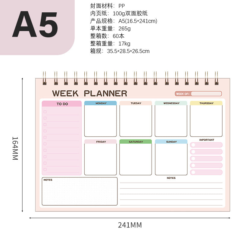 Desk Weekly Planner Pad (Twin-Wire Binding)