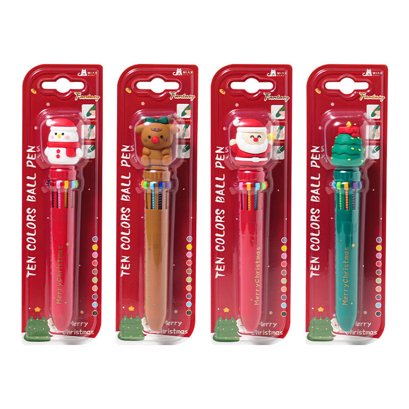 Christmas 10-Color Retractable Pens