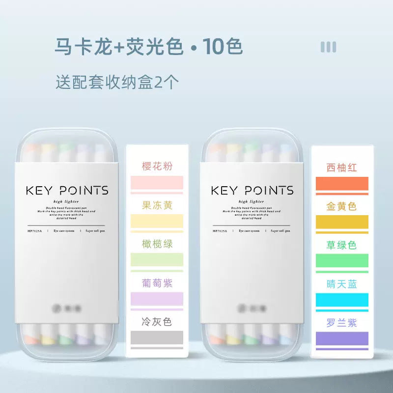 Morandi & Macaron Dual-Tip Highlighters (with Tabs)