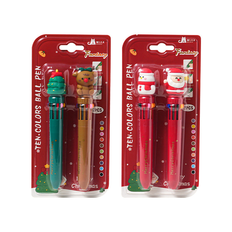Christmas 10-Color Retractable Pens