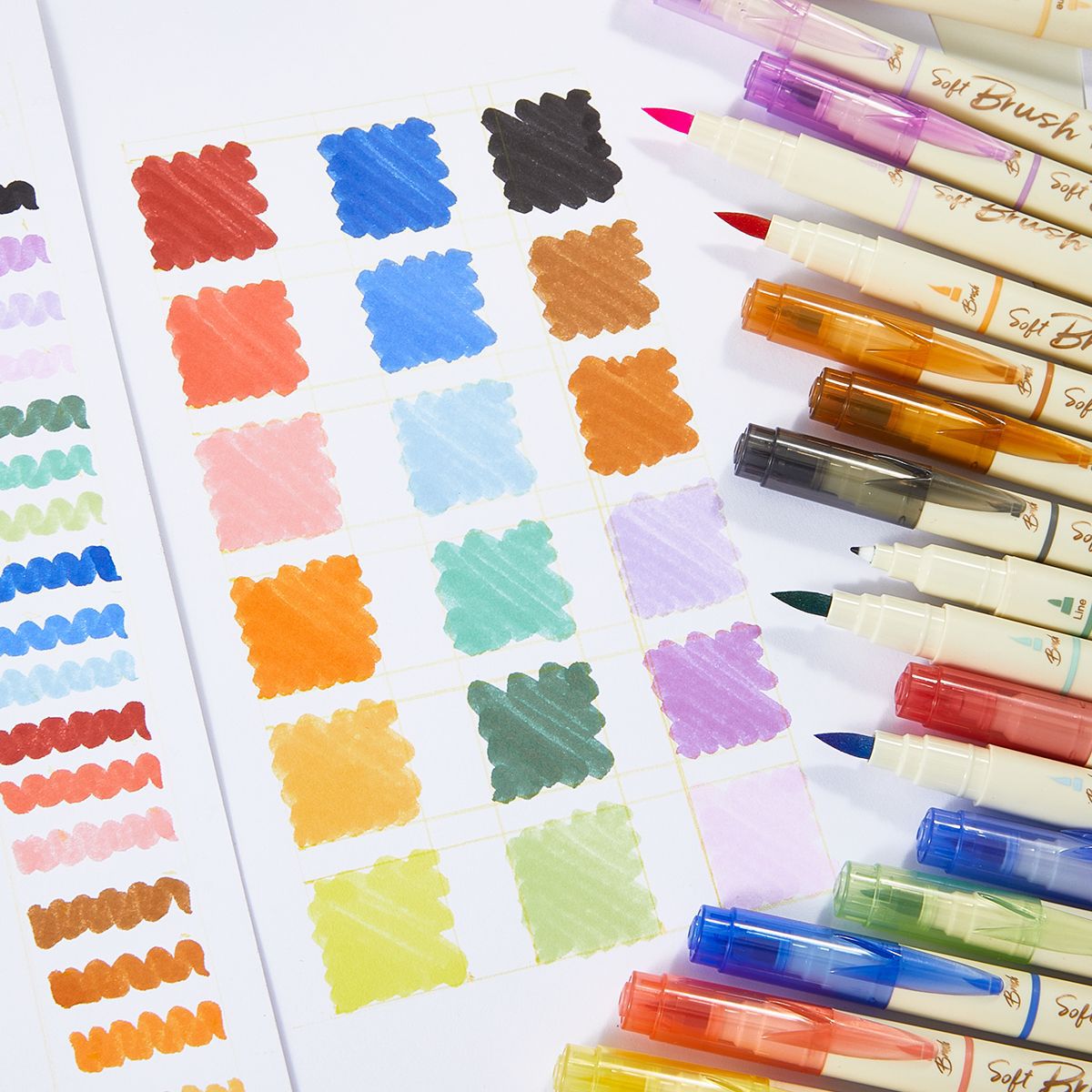 Dual-Tip Brush & Liner Pens — 18 Vintage Shades