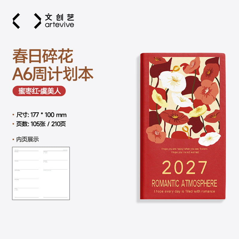 2027 A6 Weekly Planner — Minimal Floral Edition