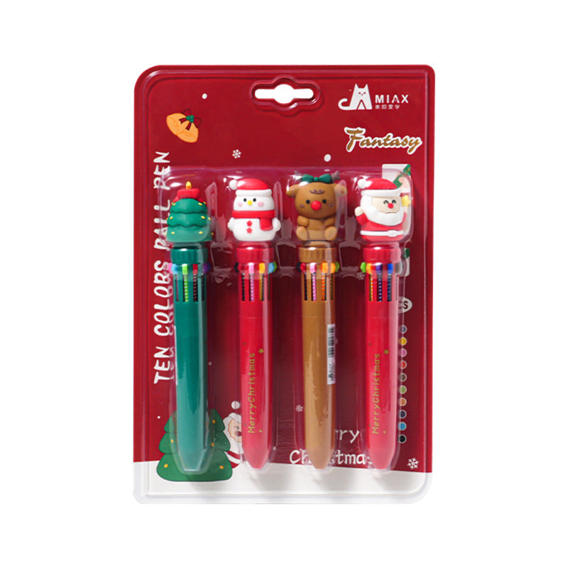 Christmas 10-Color Retractable Pens