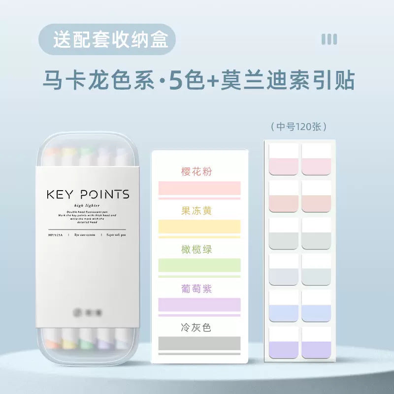 Morandi & Macaron Dual-Tip Highlighters (with Tabs)