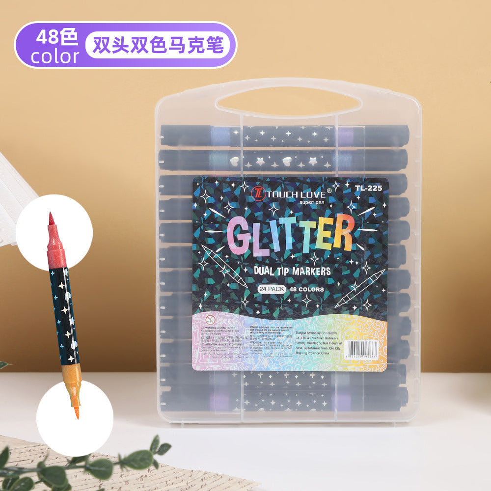 Dual-Tip Glitter Highlighter Pens