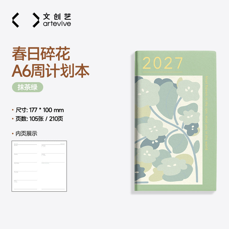 2027 A6 Weekly Planner — Minimal Floral Edition