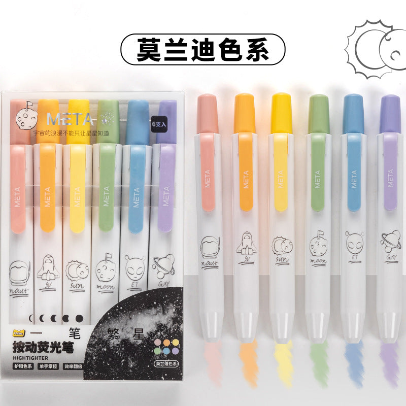 Retractable Aesthetic Highlighters (Morandi & Macaron)