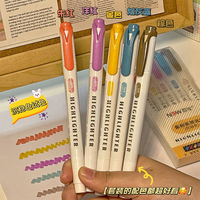 Dual-Tip Aesthetic Highlighter Sets