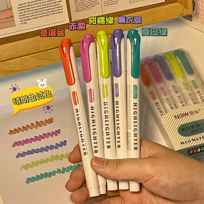 Dual-Tip Aesthetic Highlighter Sets