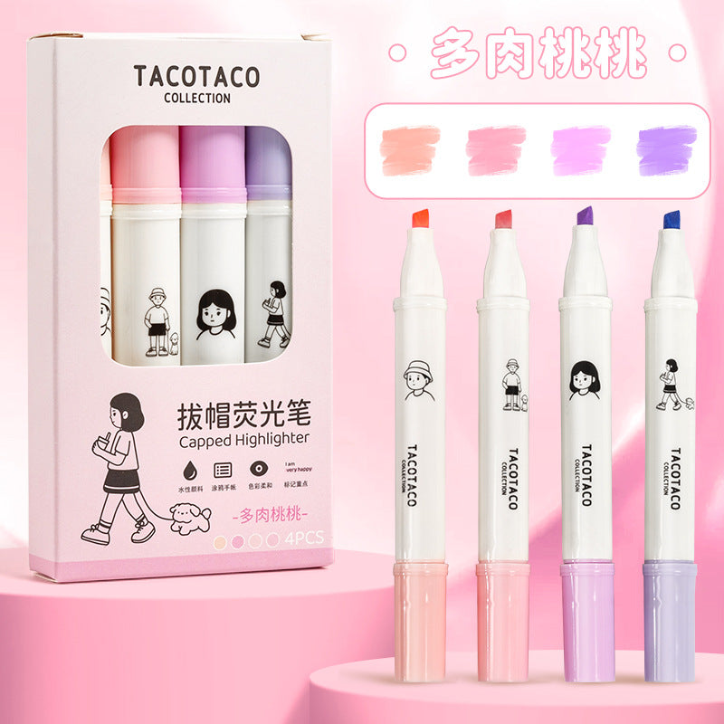 Retractable Aesthetic Highlighters (Morandi & Macaron)