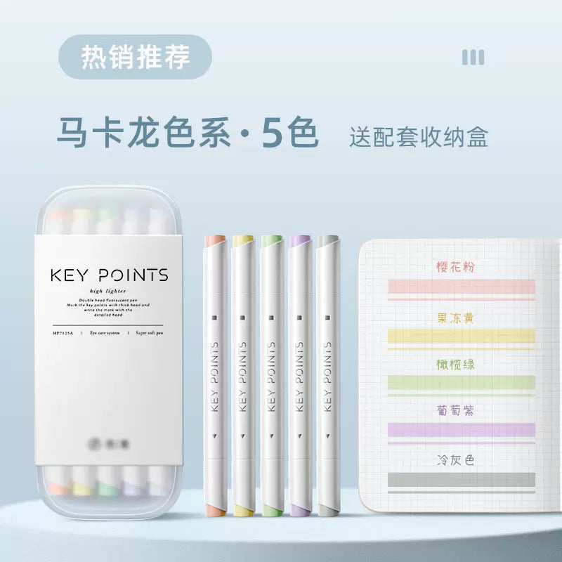 Morandi & Macaron Dual-Tip Highlighters (with Tabs)