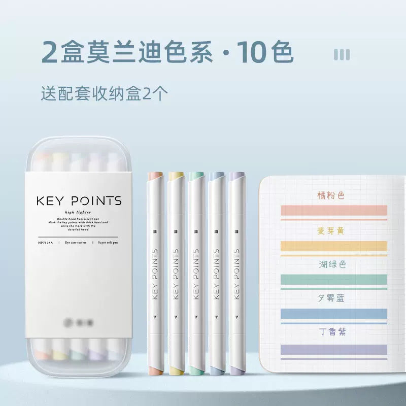 Morandi & Macaron Dual-Tip Highlighters (with Tabs)