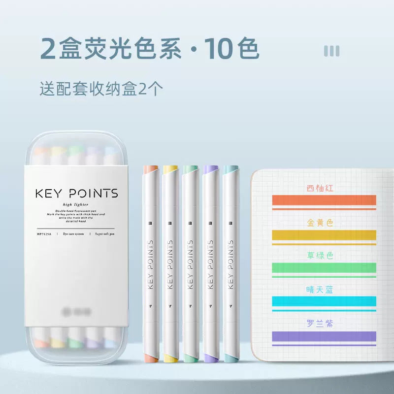 Morandi & Macaron Dual-Tip Highlighters (with Tabs)