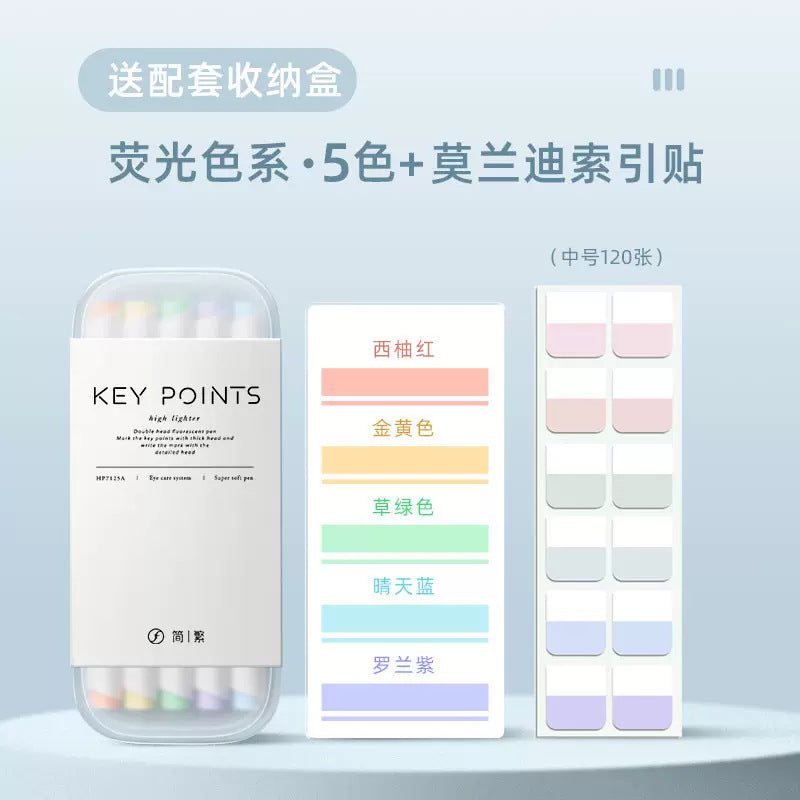 Morandi & Macaron Dual-Tip Highlighters (with Tabs)