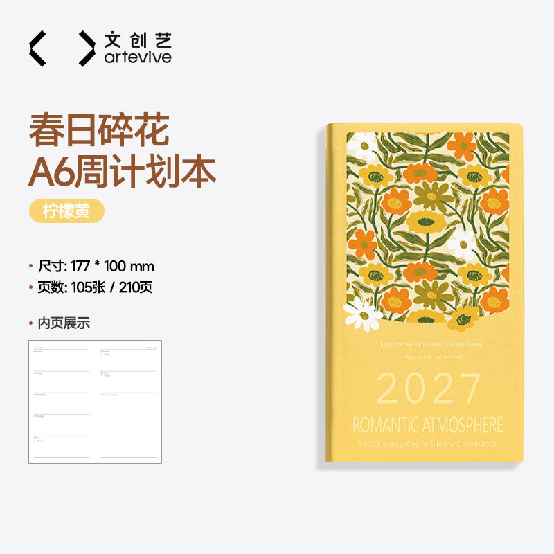 2027 A6 Weekly Planner — Minimal Floral Edition