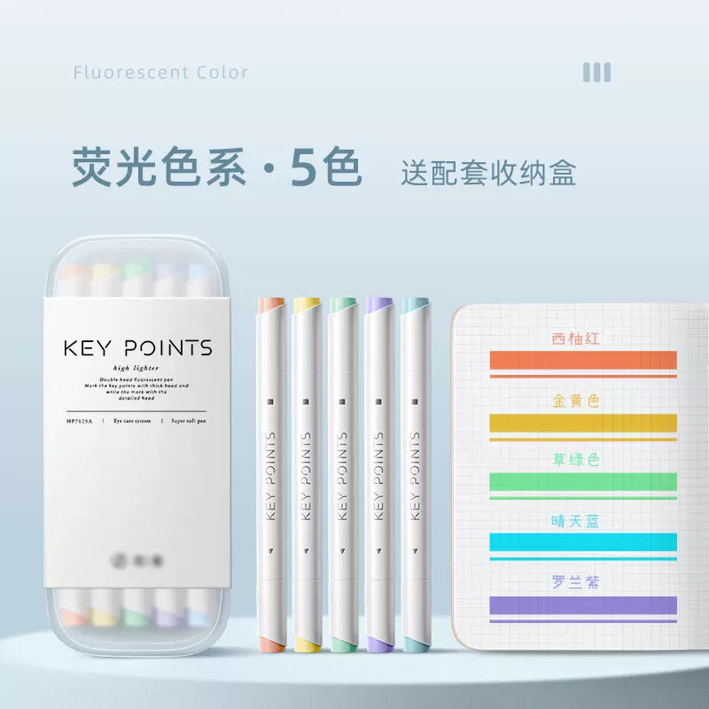 Morandi & Macaron Dual-Tip Highlighters (with Tabs)